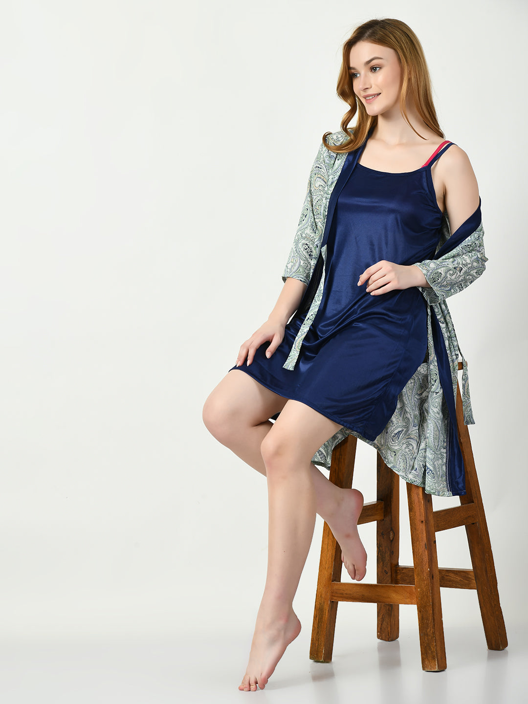 Women's Satin Blue Nightdress