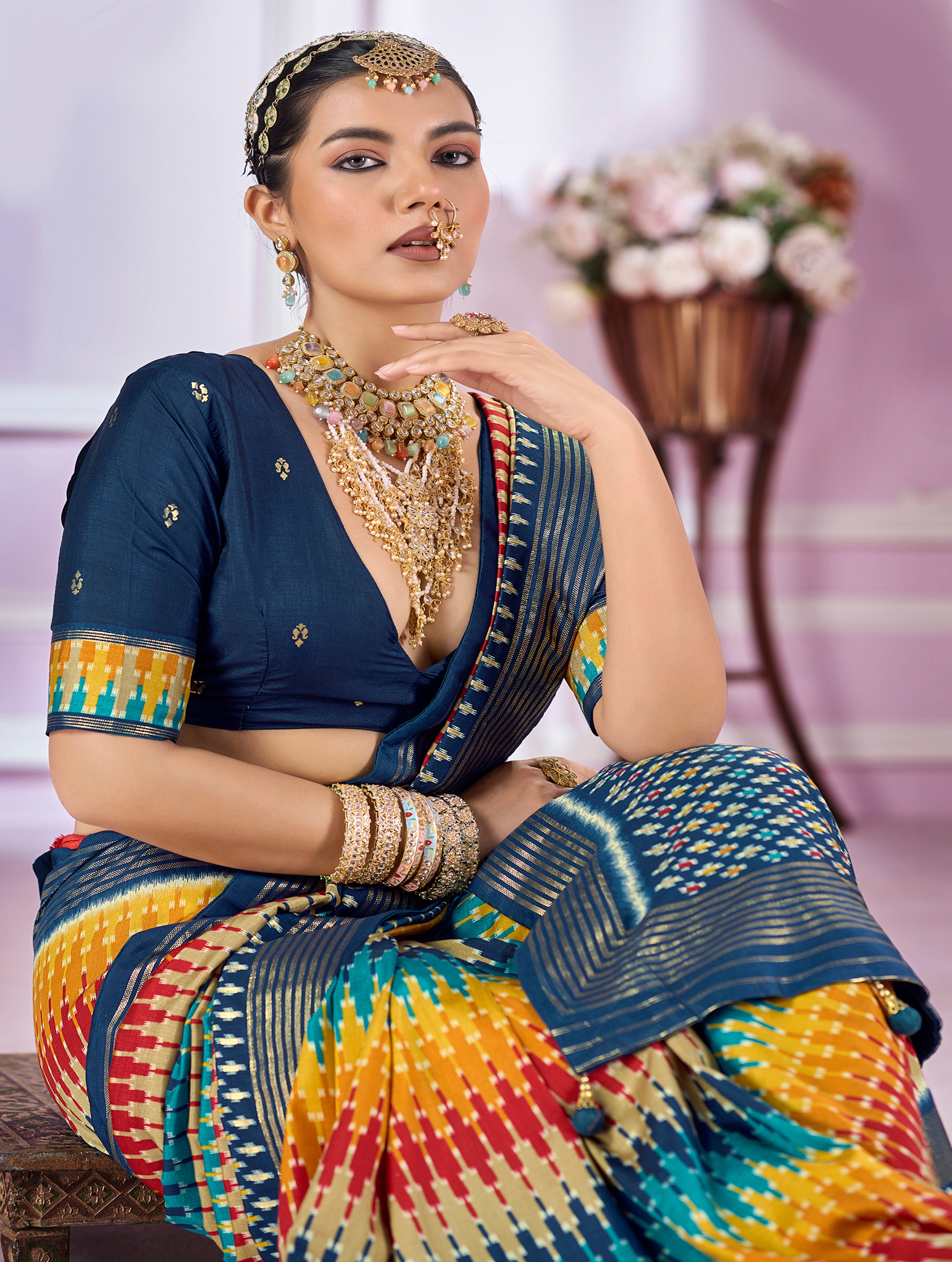 Women's Pashmina Cotton Silk printed Stylish Saree SRD