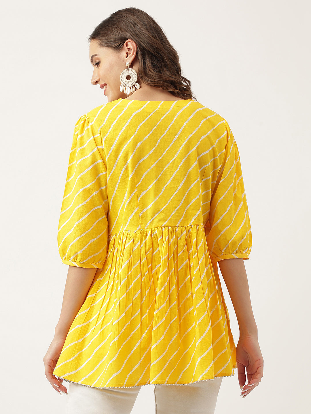 Women's Leheriya Rayon Yellow Regular Top