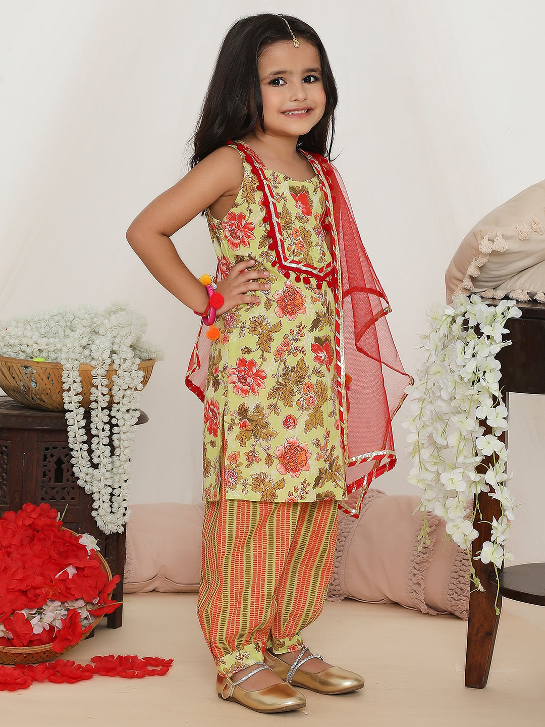 Girl's Gulabo Kurti With Afghani