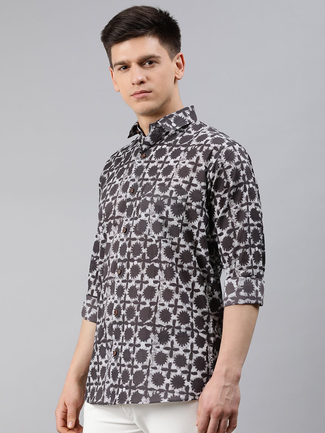 Men's Brown Cotton Full Sleeves Shirts For Men