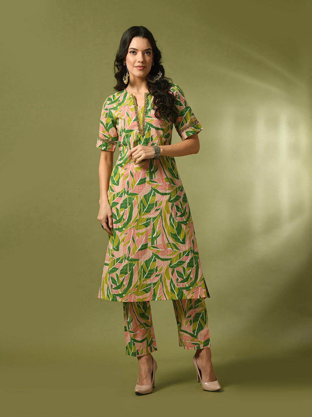Women's Multi Printed Cotton Straight Party Kurta Sets