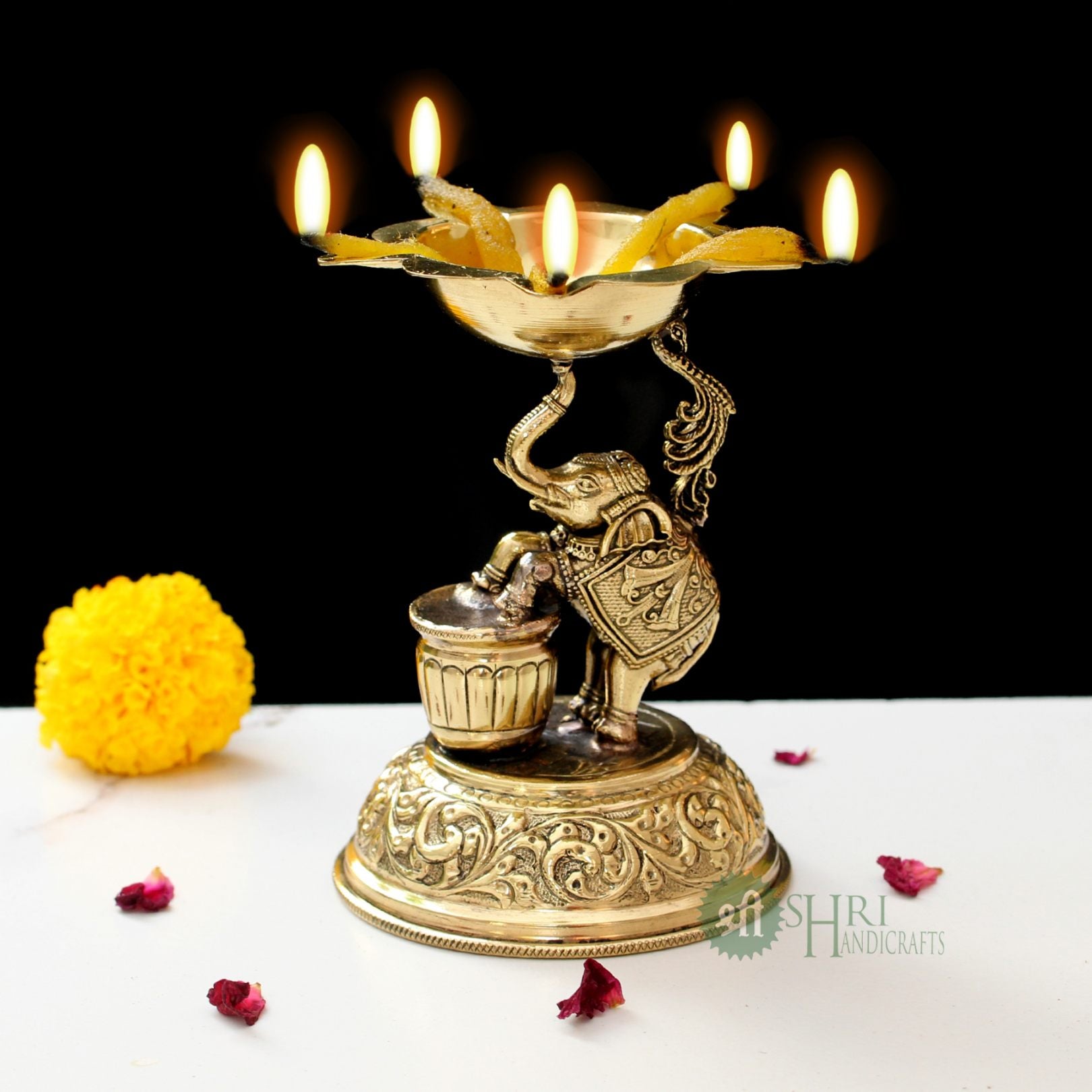 Brass Elephant Deepak – 4.5 Inch