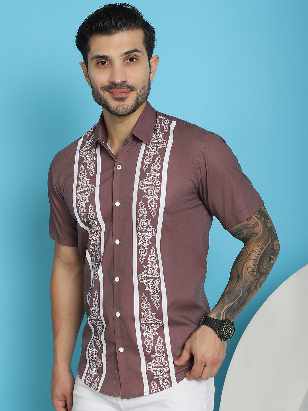 Men's Printed Half Sleeve Lycra Shirt for Men