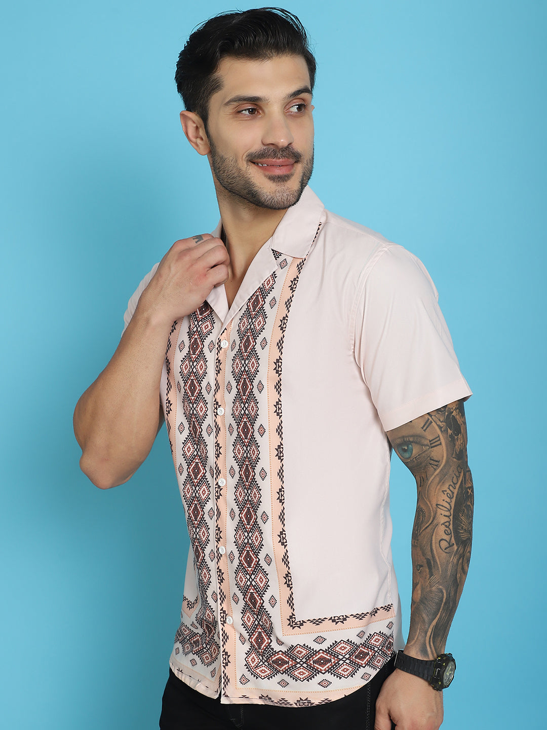 Men's Printed Half Sleeve Lycra Shirt for Men