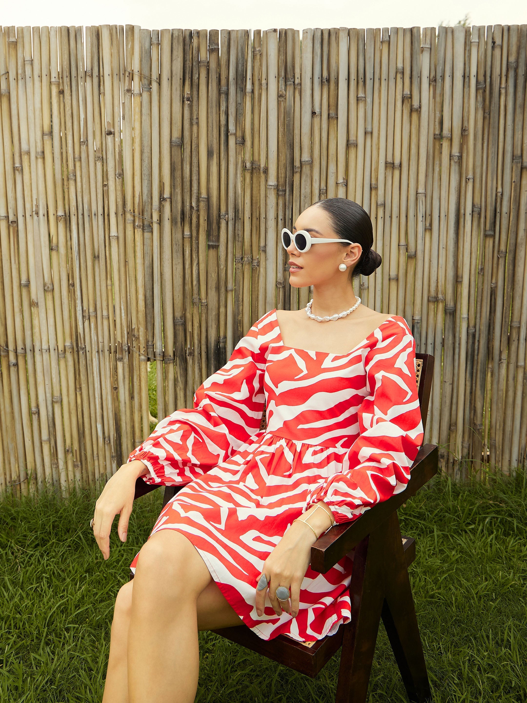 Women's Red Printed Dress