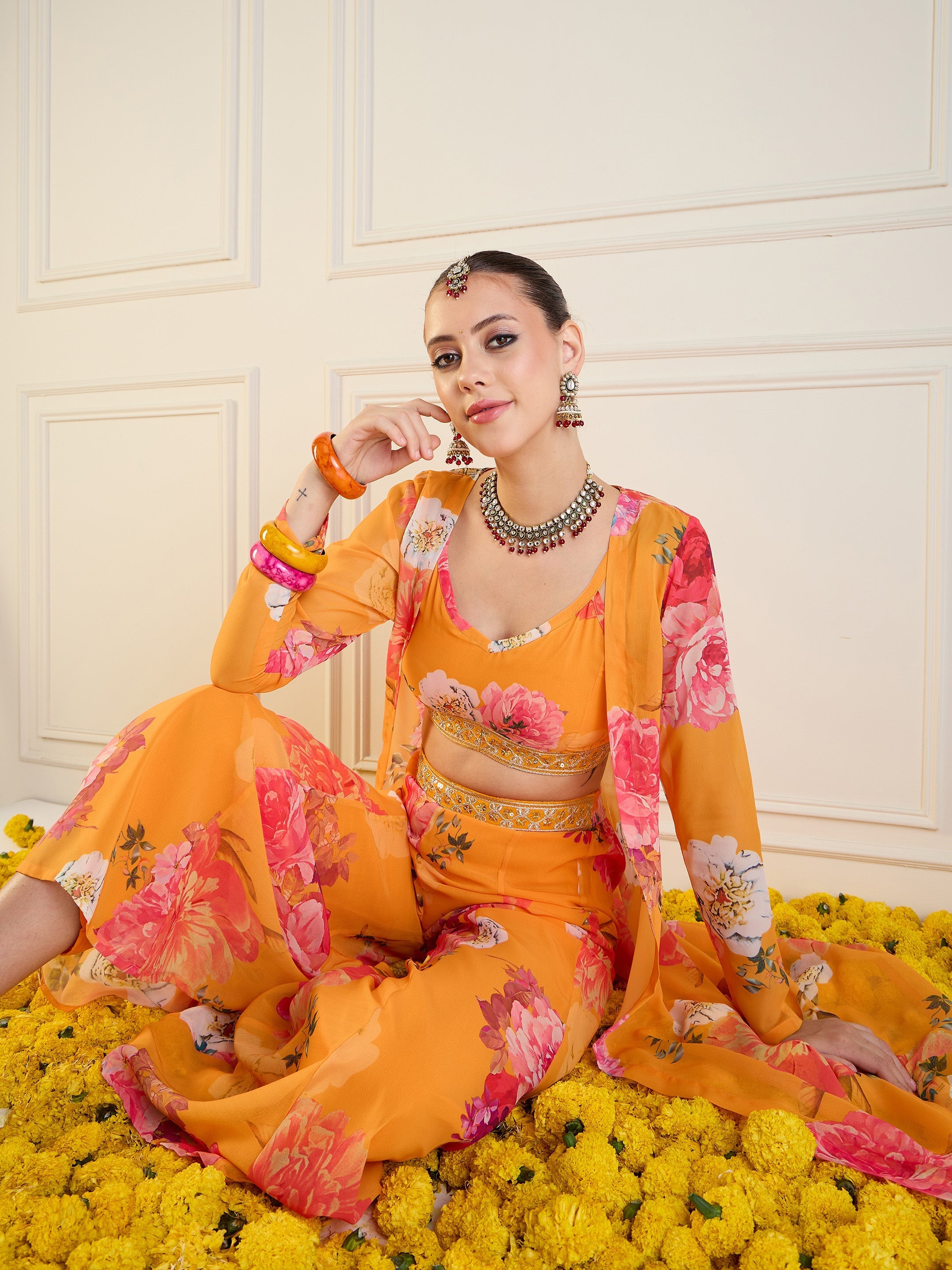 Women's Yellow Floral Co-Ord Set