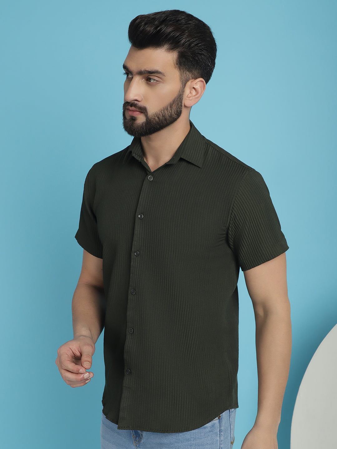 Men's Striped Half Sleeve Casual Shirt for