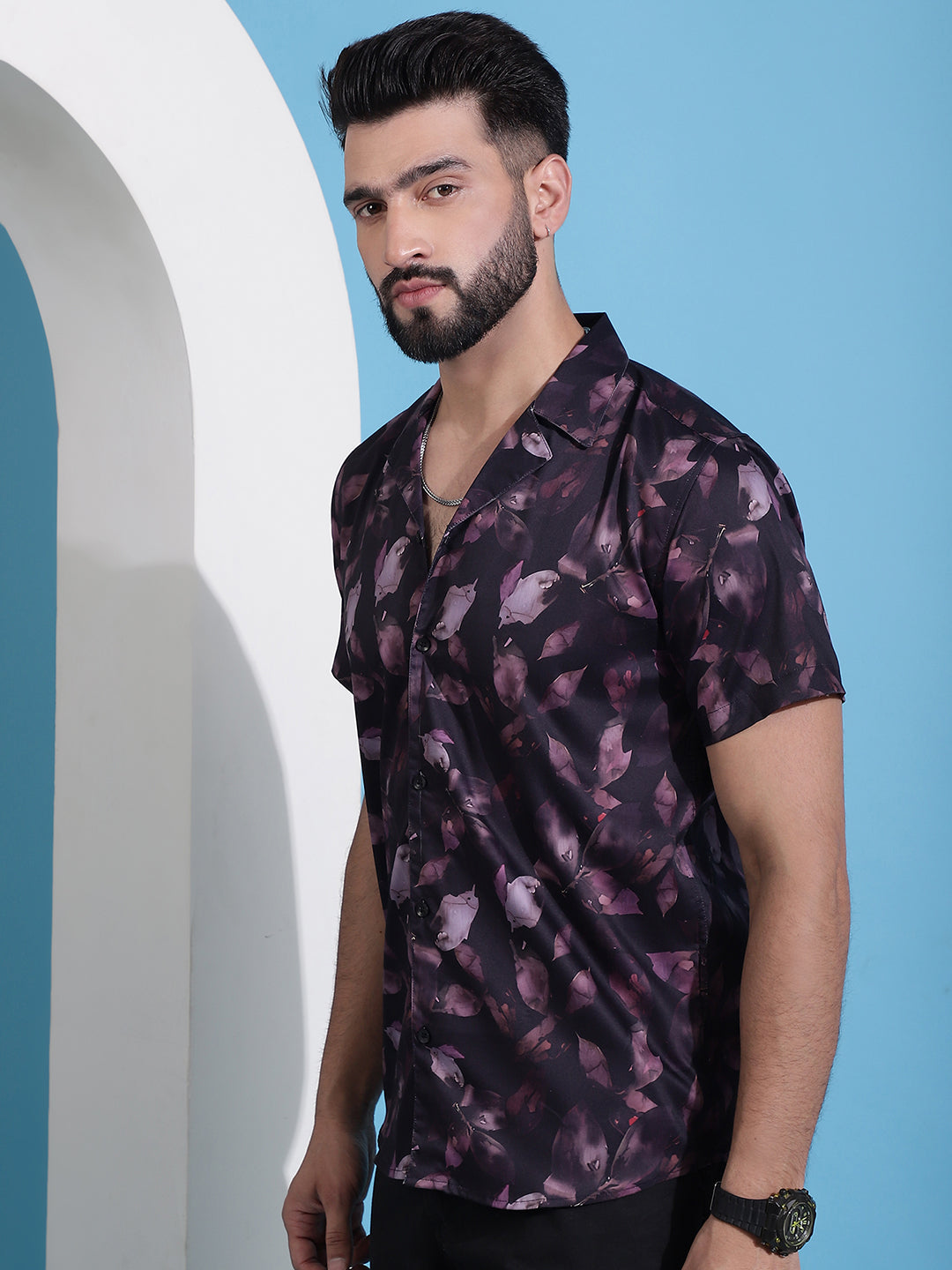 Men's Classic Floral Printed Cotton Casual Shirt