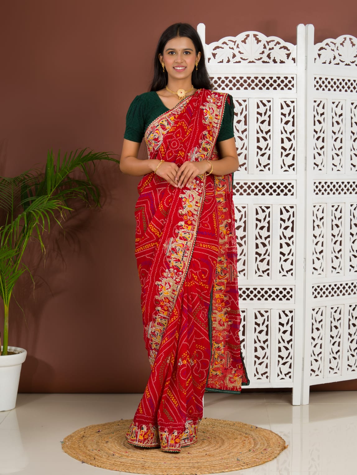 Women's Rajasthani Traditional Georgette Chunri Sar