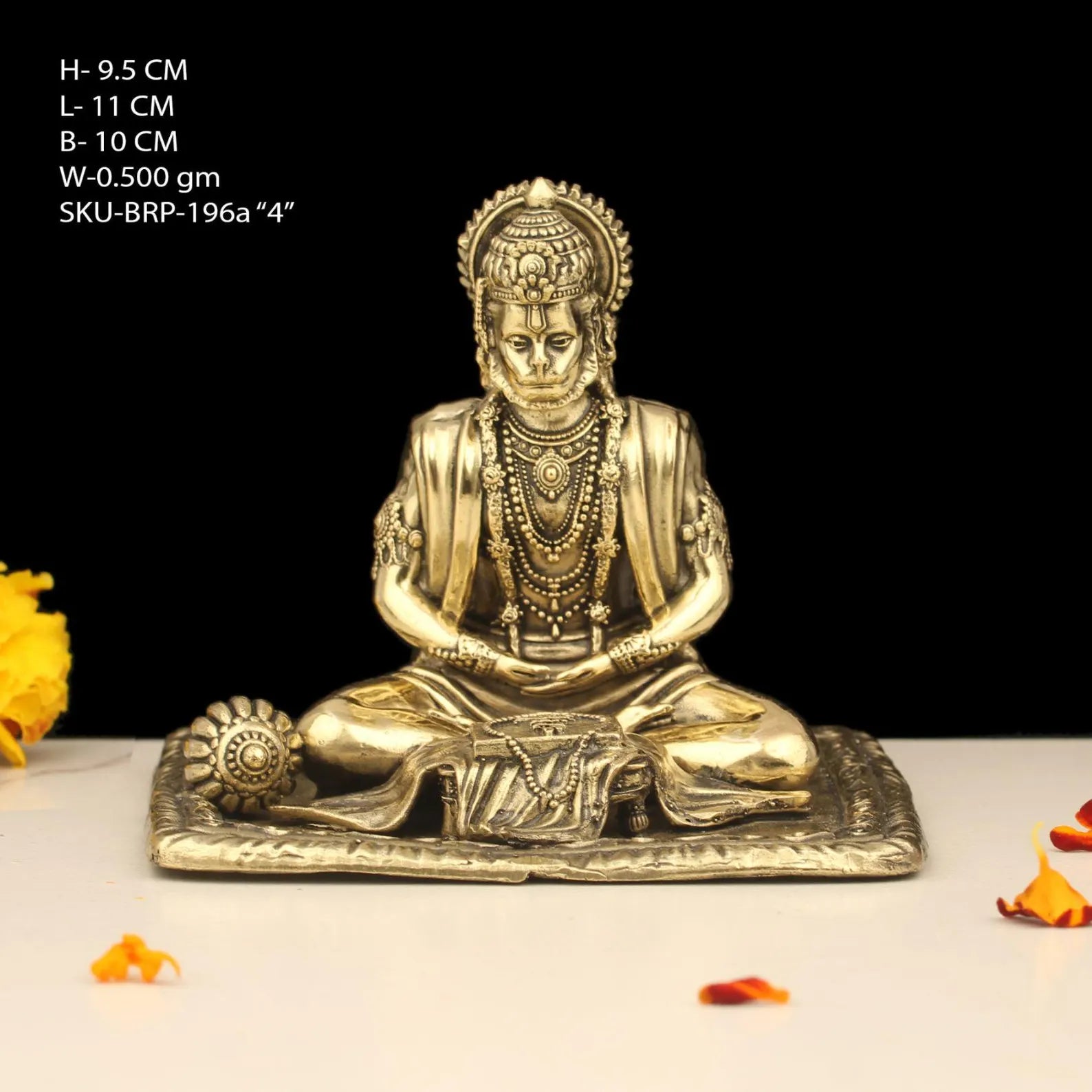 Brass Lord Hanuman Reading Book Idol – Handcrafted Hindu Deity Statue for Home & Office Decor