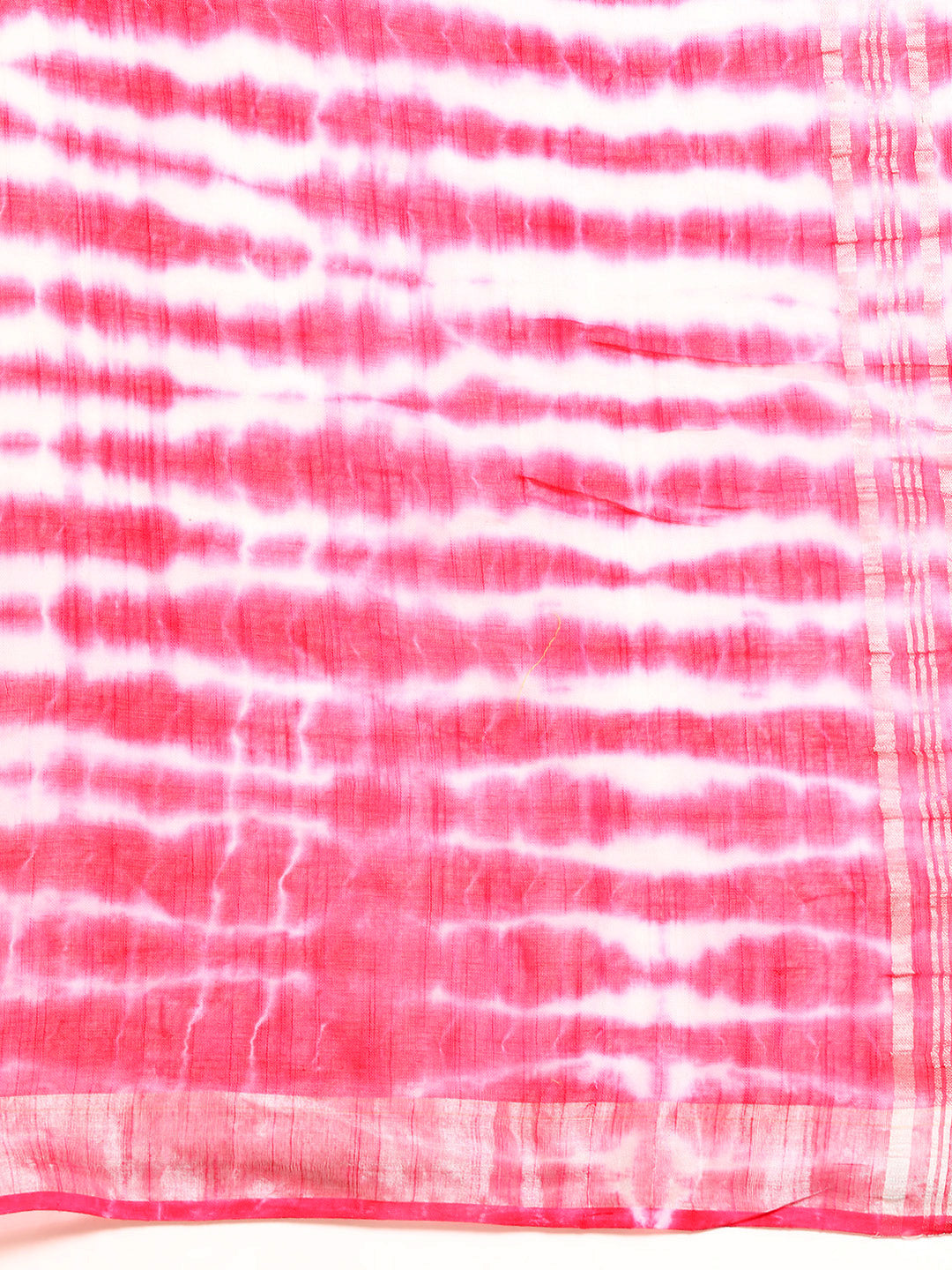 Women's Pink Tie & Dyed Cotton Linen Sarees With Unstitched Blouse