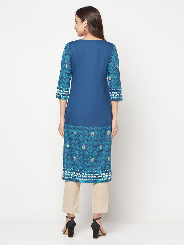 Women's Rayon Digital Screen print straight kurta,Golden/Bei