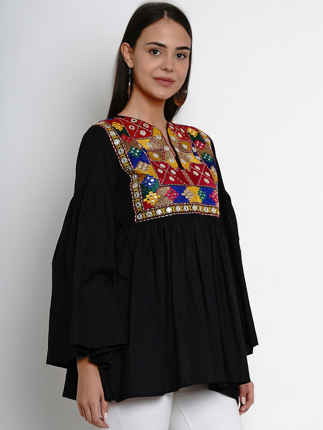 Women's Black Embroidered Tunics