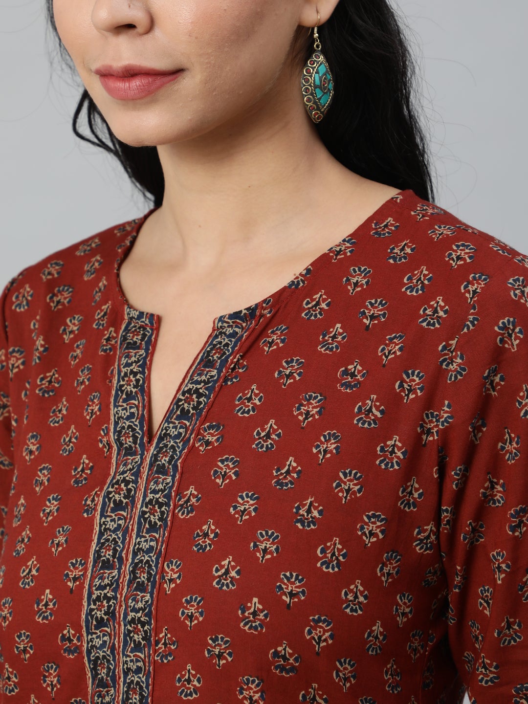 Women's Maroon Printed Tunic