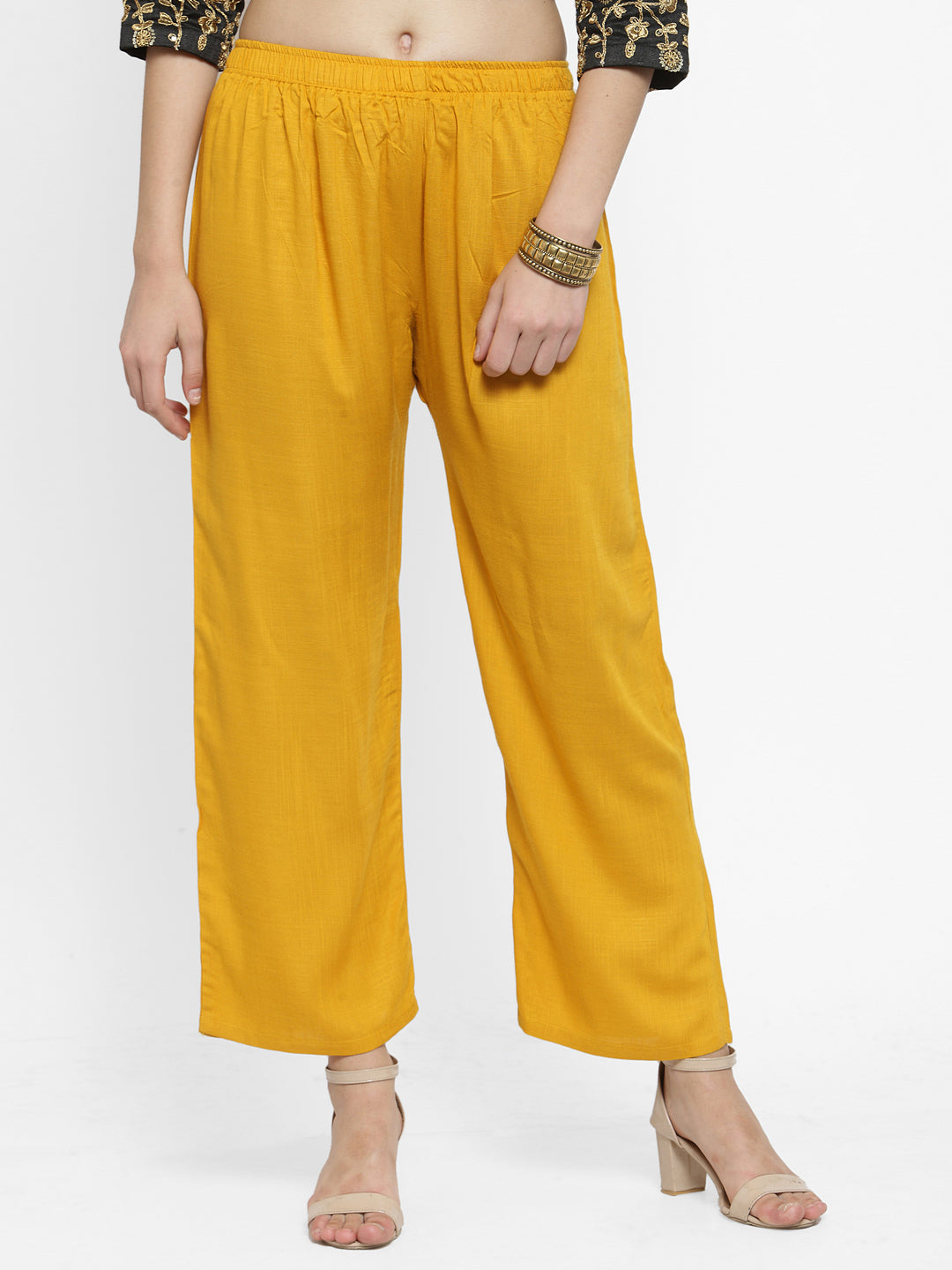 Women's Solid Mustard & Maroon Rayon Palazzo (Pack Of 2)