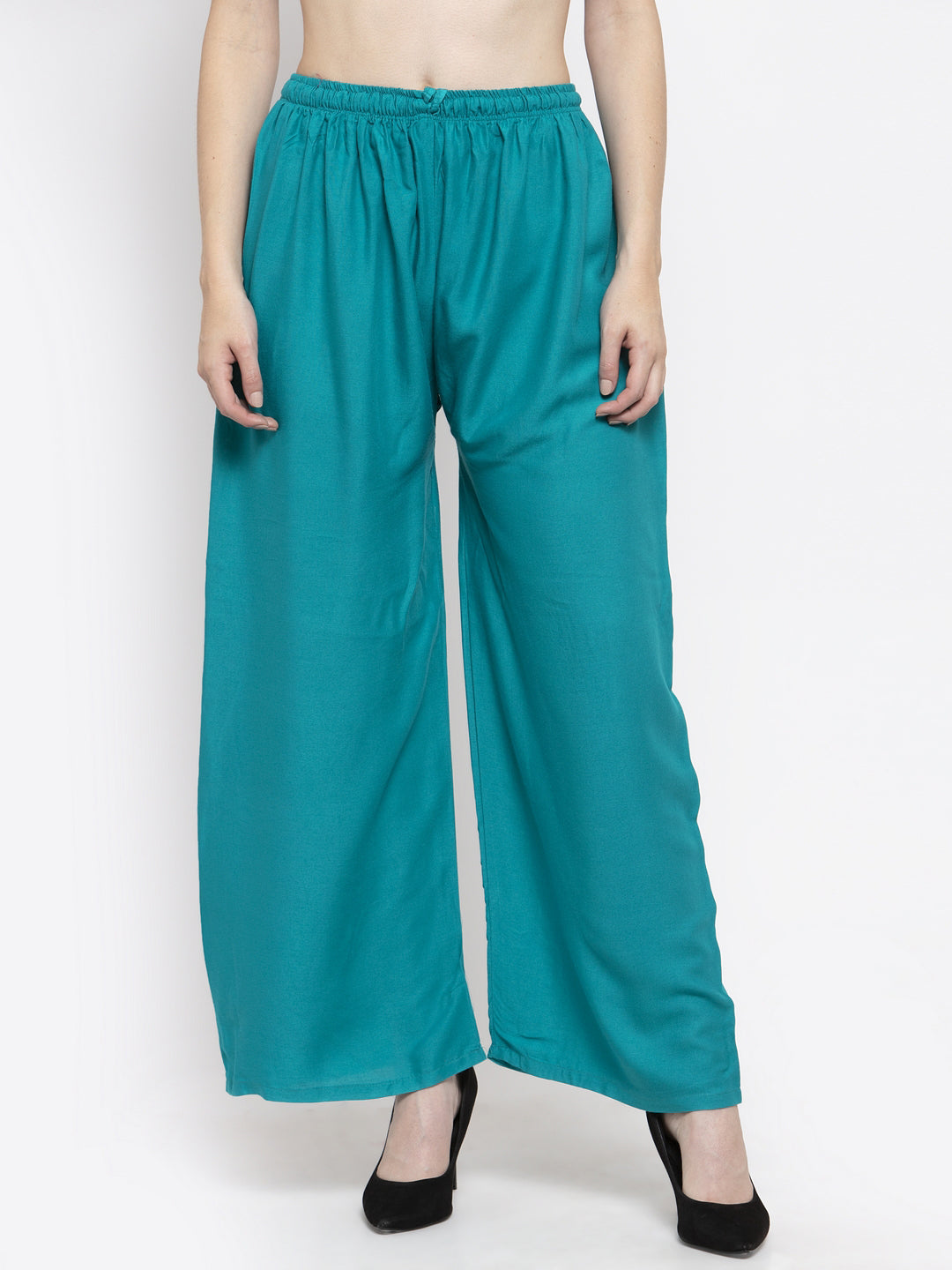 Women's Solid Maroon & Turquoise Rayon Palazzo (Pack Of 2)