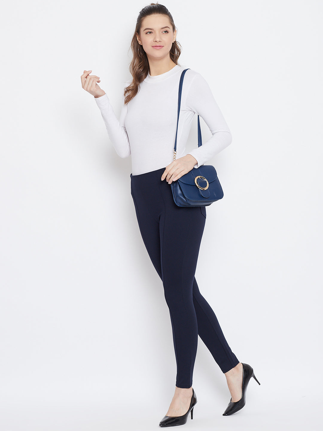 Women's Navy Blue Regular Fit Jeggings