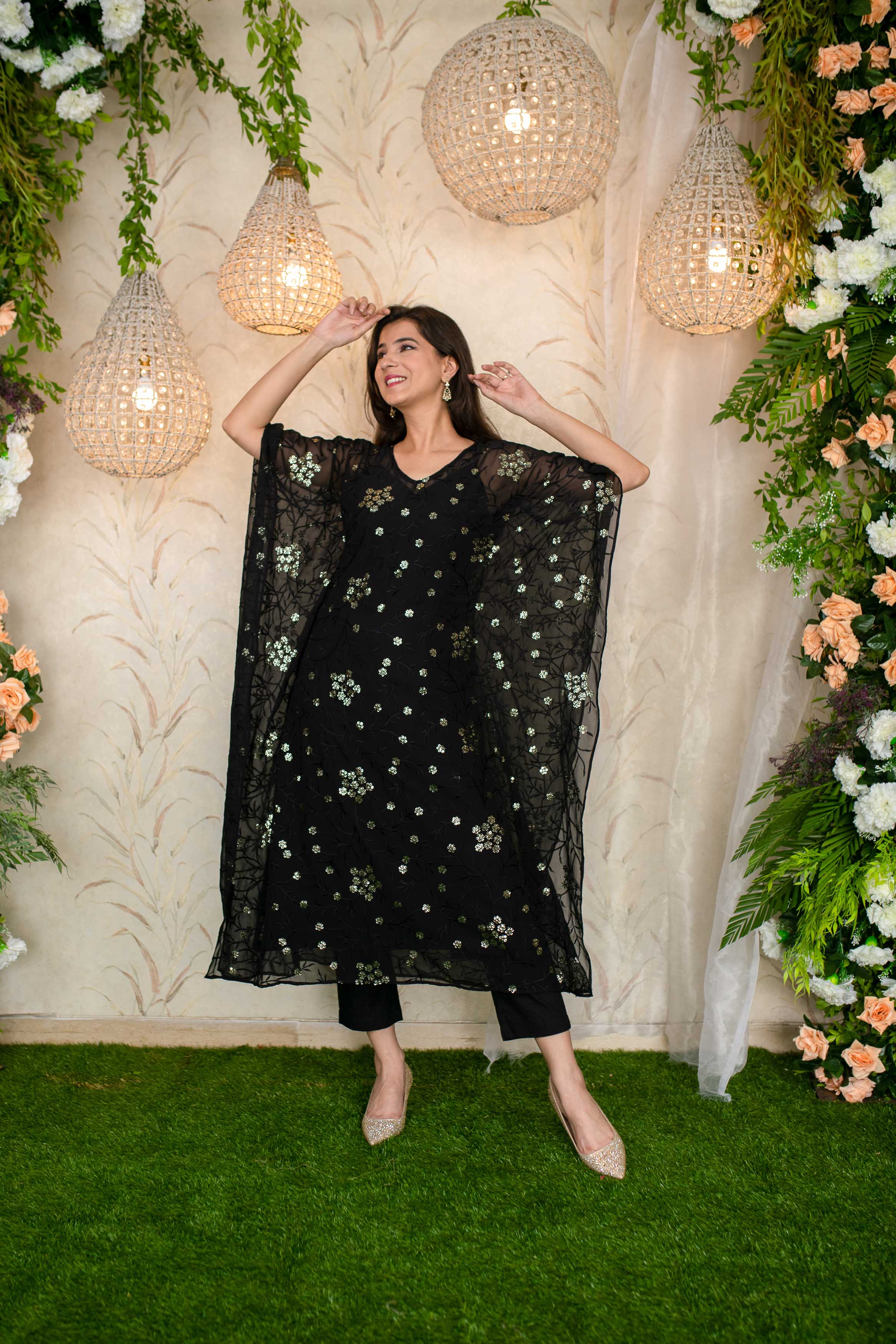 Women's Black Kaftan With Pants
