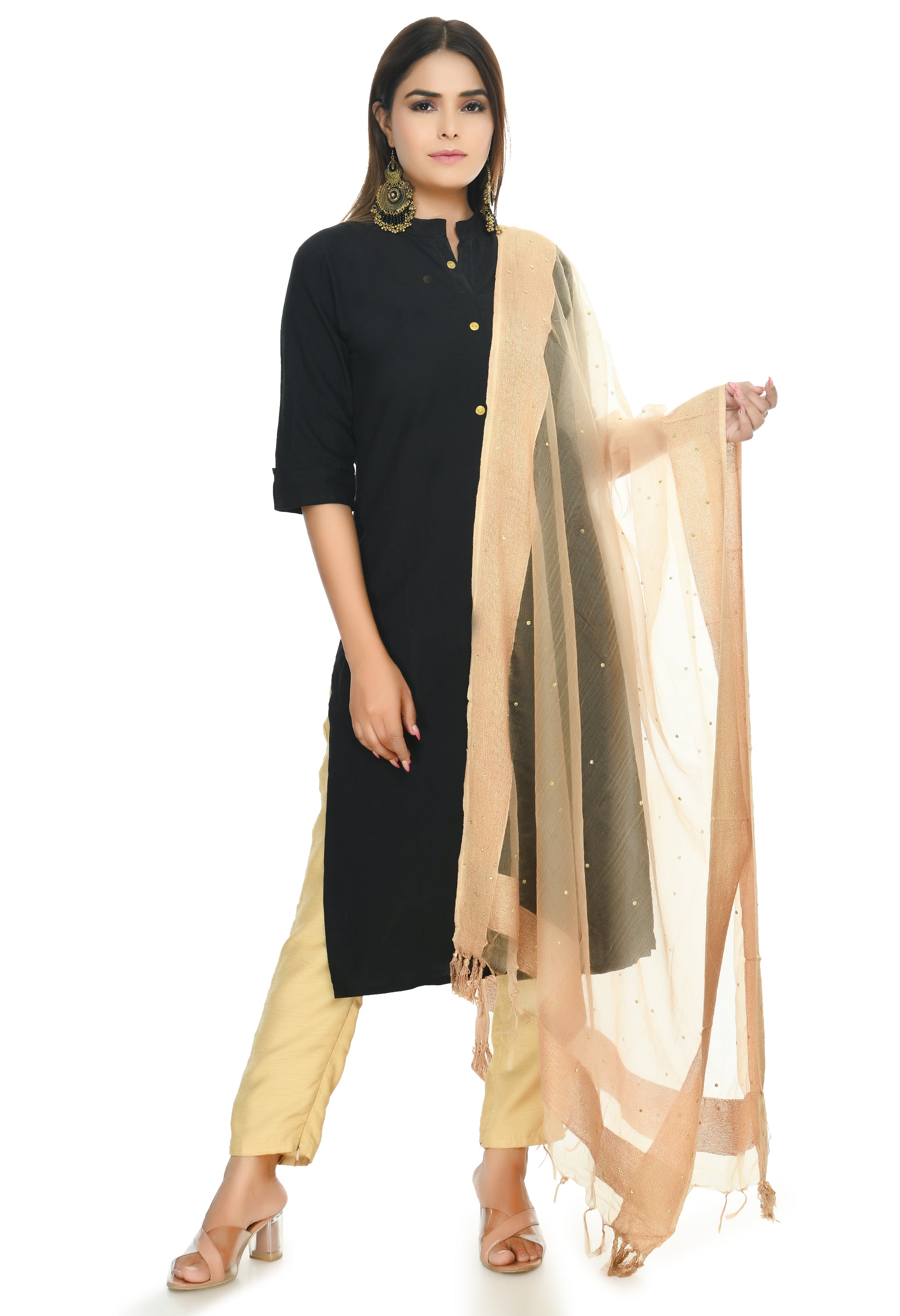 Women's Gold Color Stone Work Dupatta