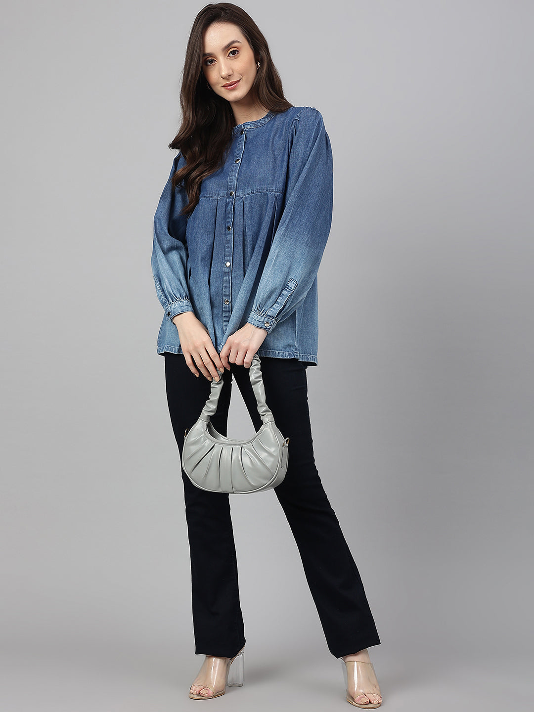 Women's Faded Blue Denim Tops