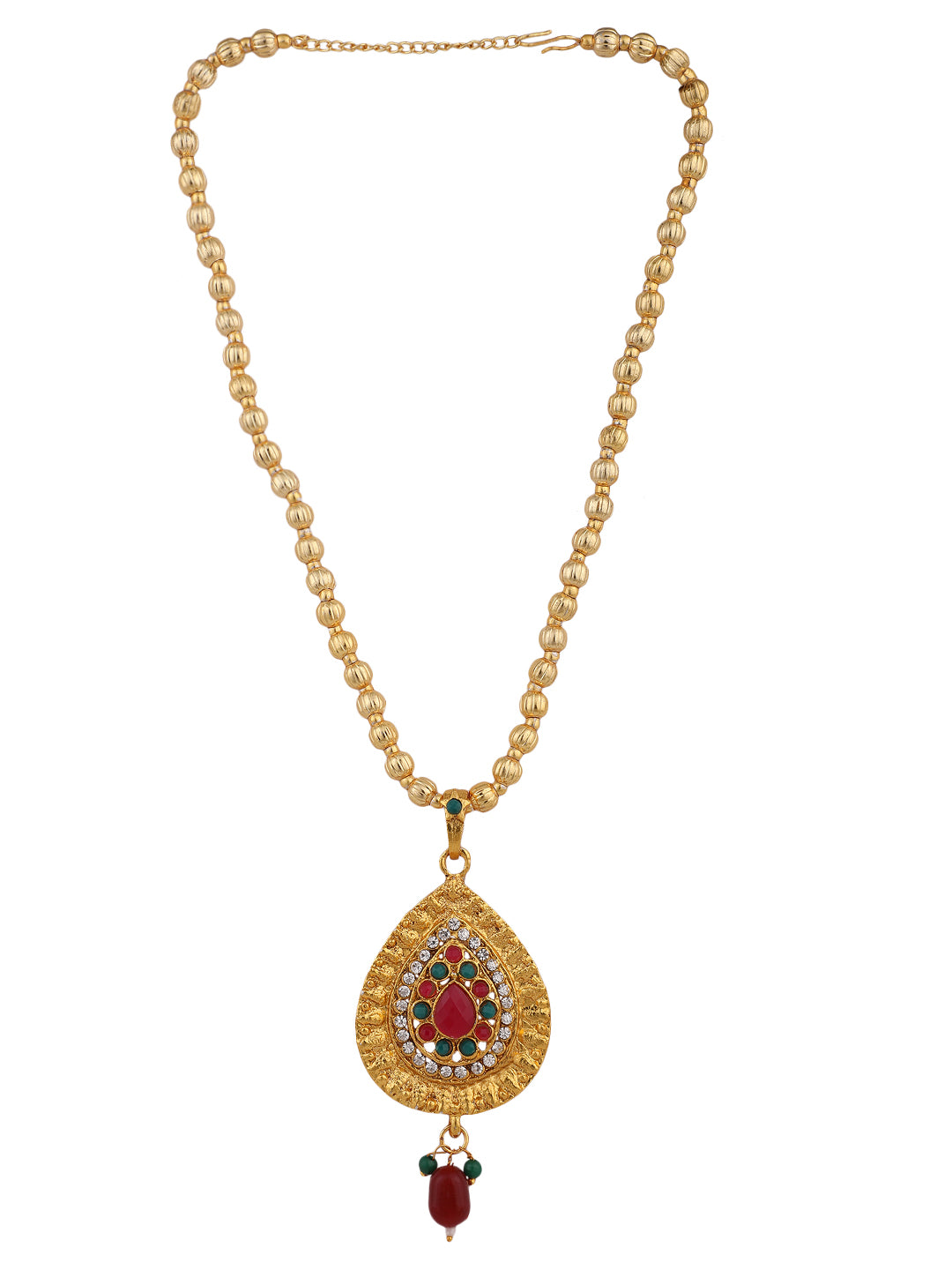 Women's Gold Plated Multi colour Stone Studded Jewellery Set