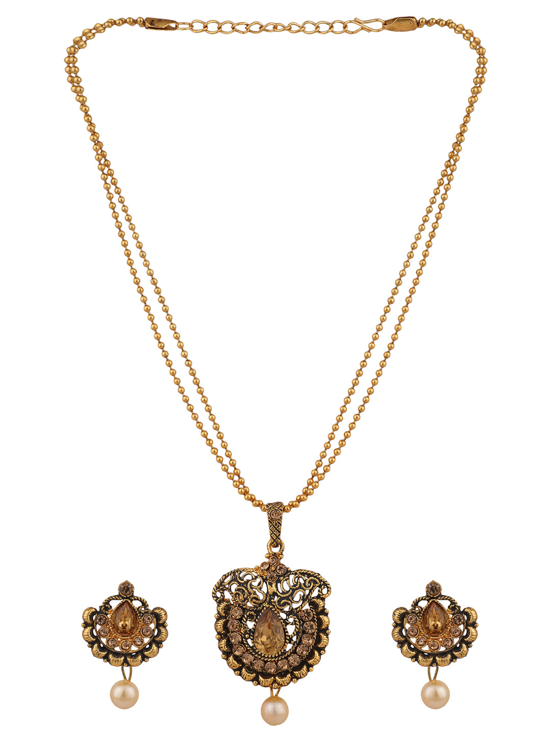 Women's Gold Plated Antique Pendant Set
