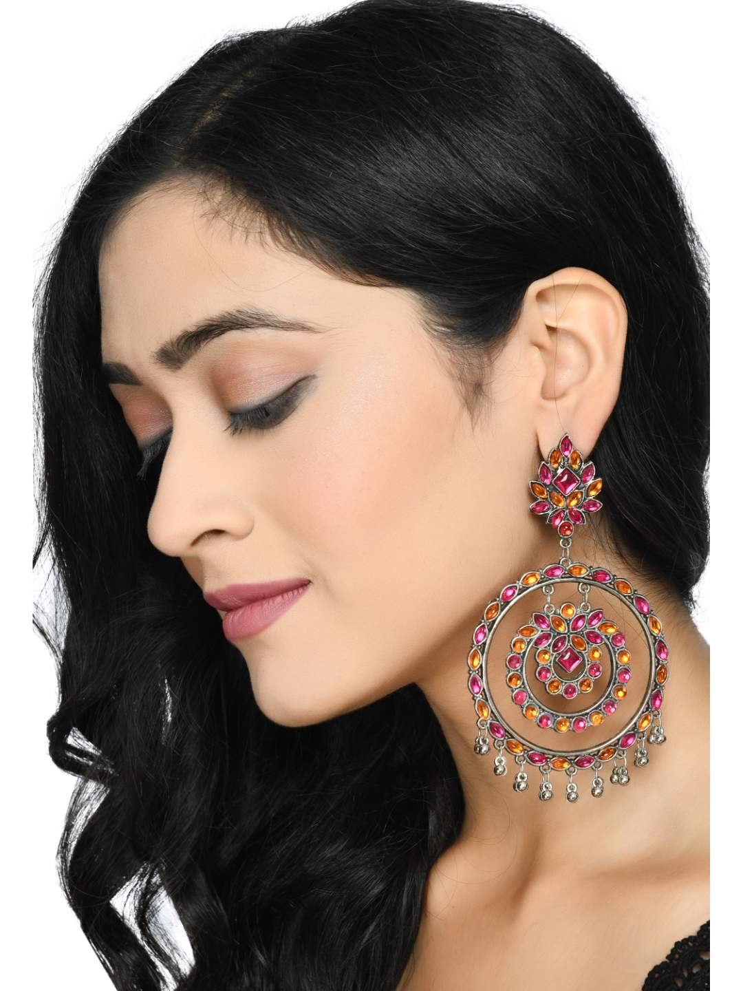 Women's Trendia Multi color circles Earrings with Kundan Jker_136