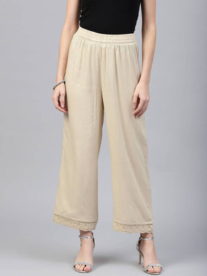 Buy_Women's_Beige_Rayon_Embellished_Wide-Leg_Palazzo_Online_Trendia