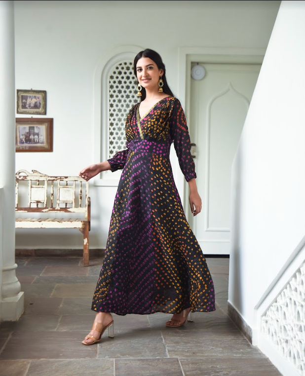 Women's Bandhani Silk Dress