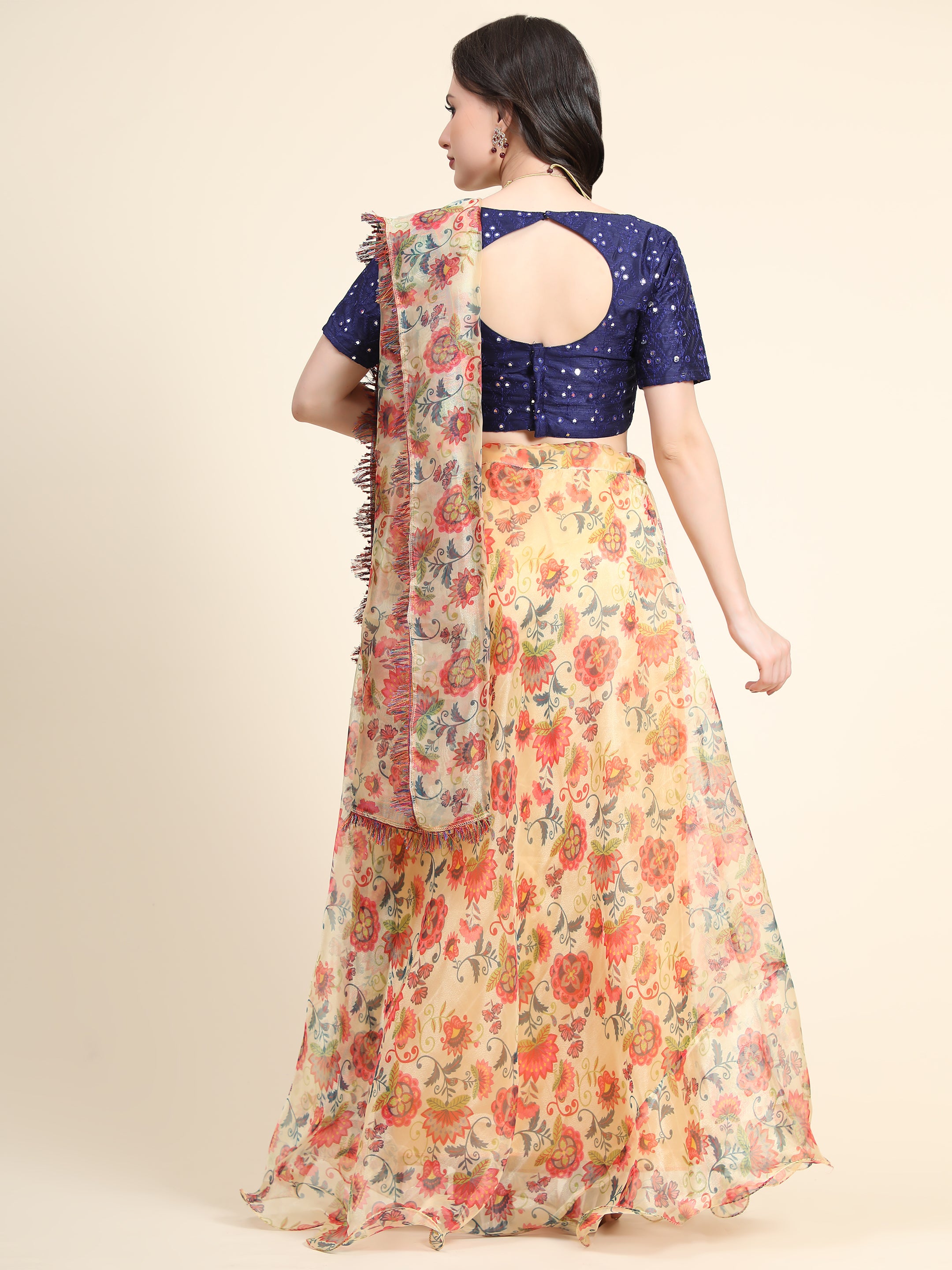 Women's New Fashion Digital Print work Designer Party Wear Lehenga Choli With Dupatta Semi Stitched.