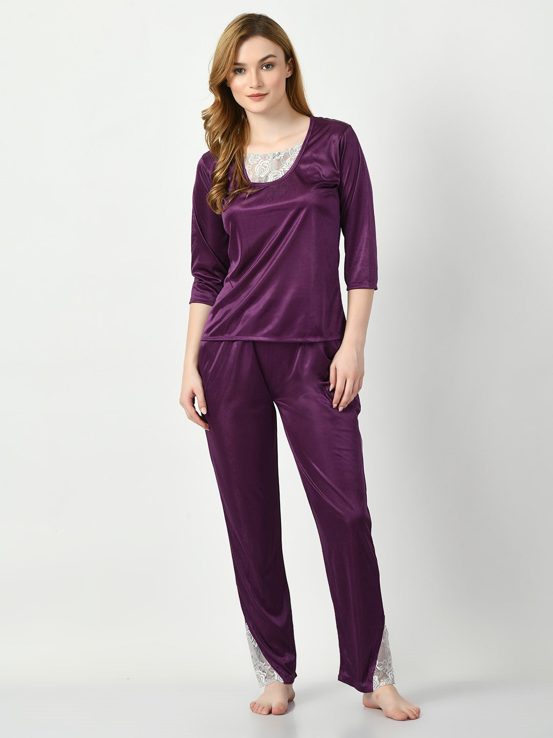 Women's Satin Purple Nightdress