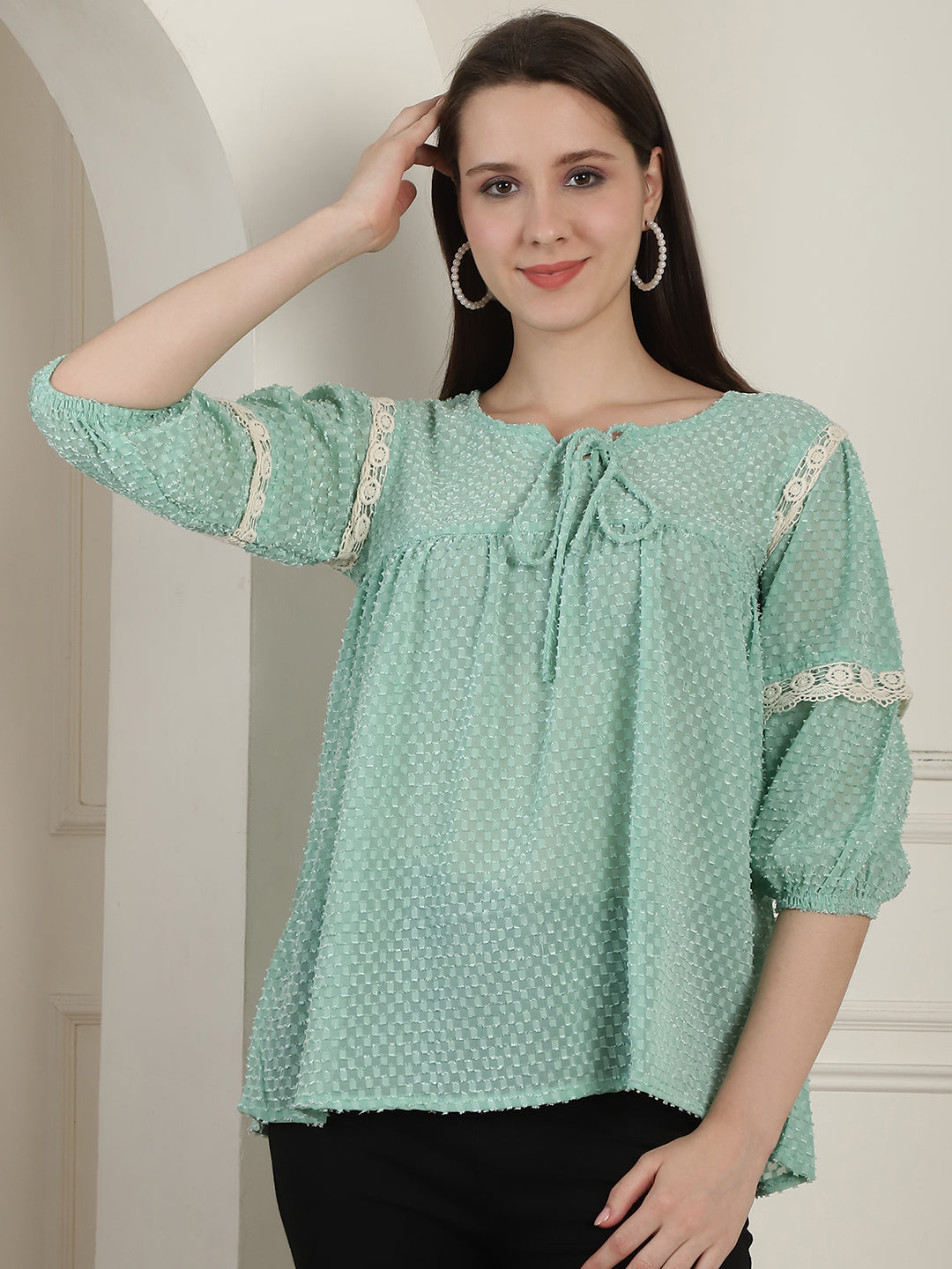 Women's Green Peplum Women's Top
