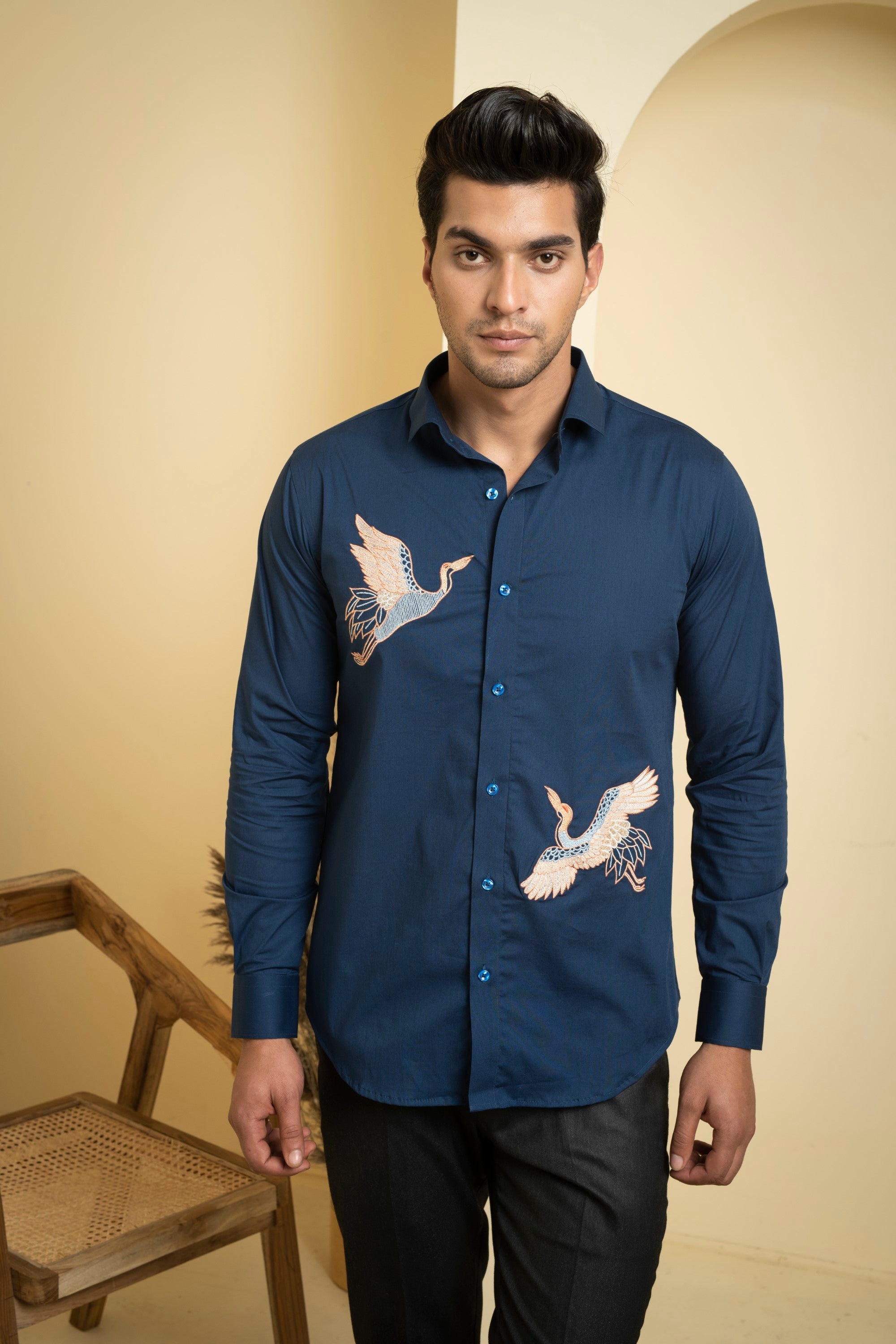 Men's Blue Color Cran Full Sleeves Shirt
