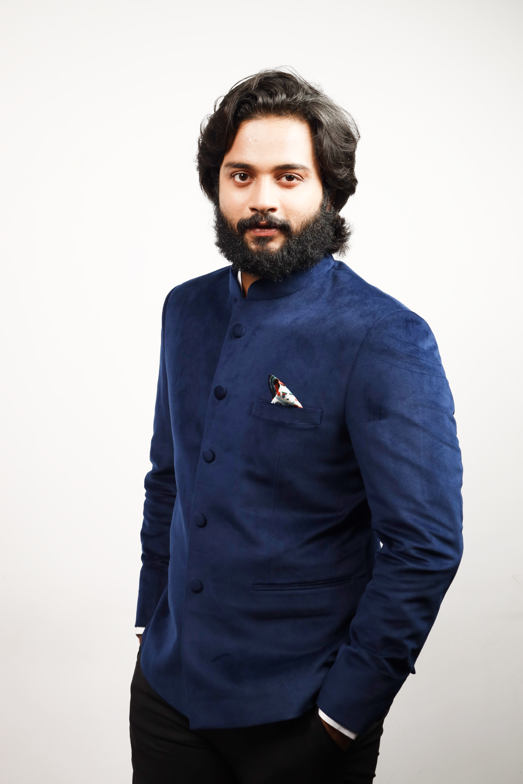 Men's Blue Color Bandhgala Suit