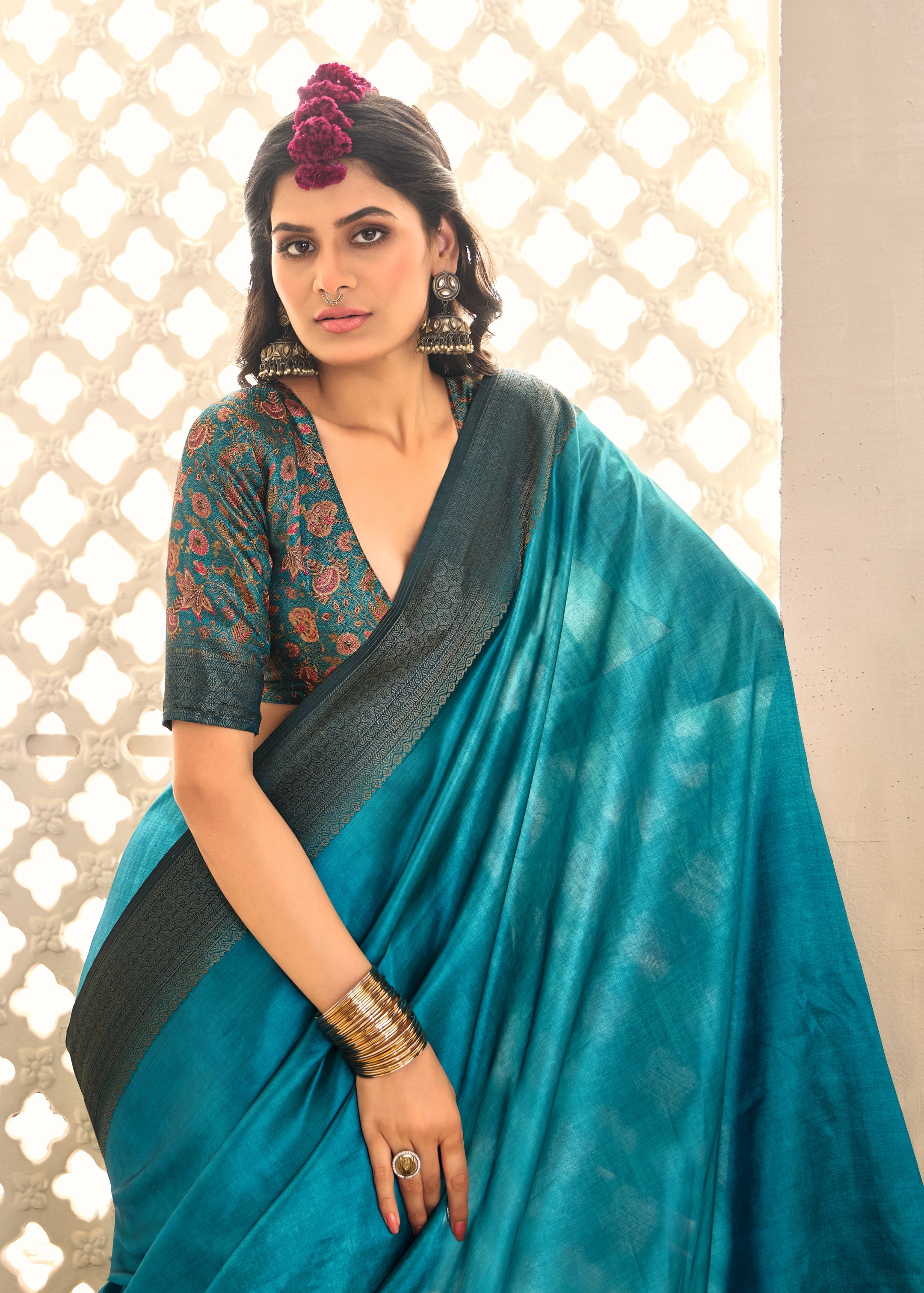 Women's Tissue silk Banarasi Style Party wear saree SRD