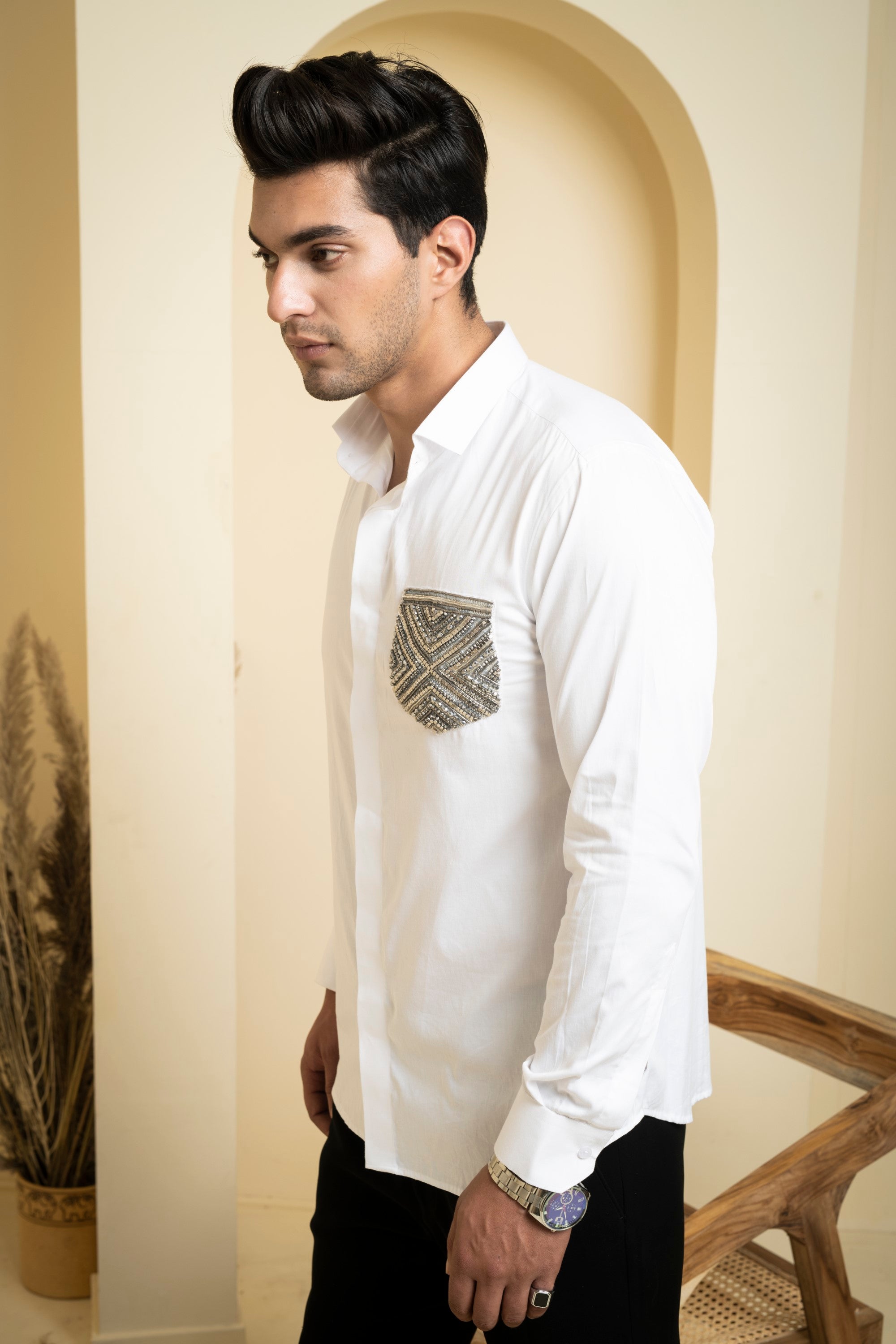 Men's White Color Elnor Full Sleeves Shirt