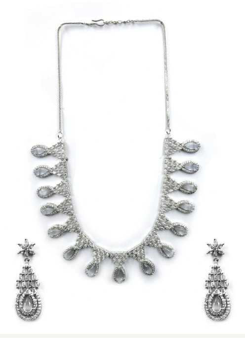 Women's Fashionable Cubic Zirconia Multi Tear Drop Necklace Set for Parties