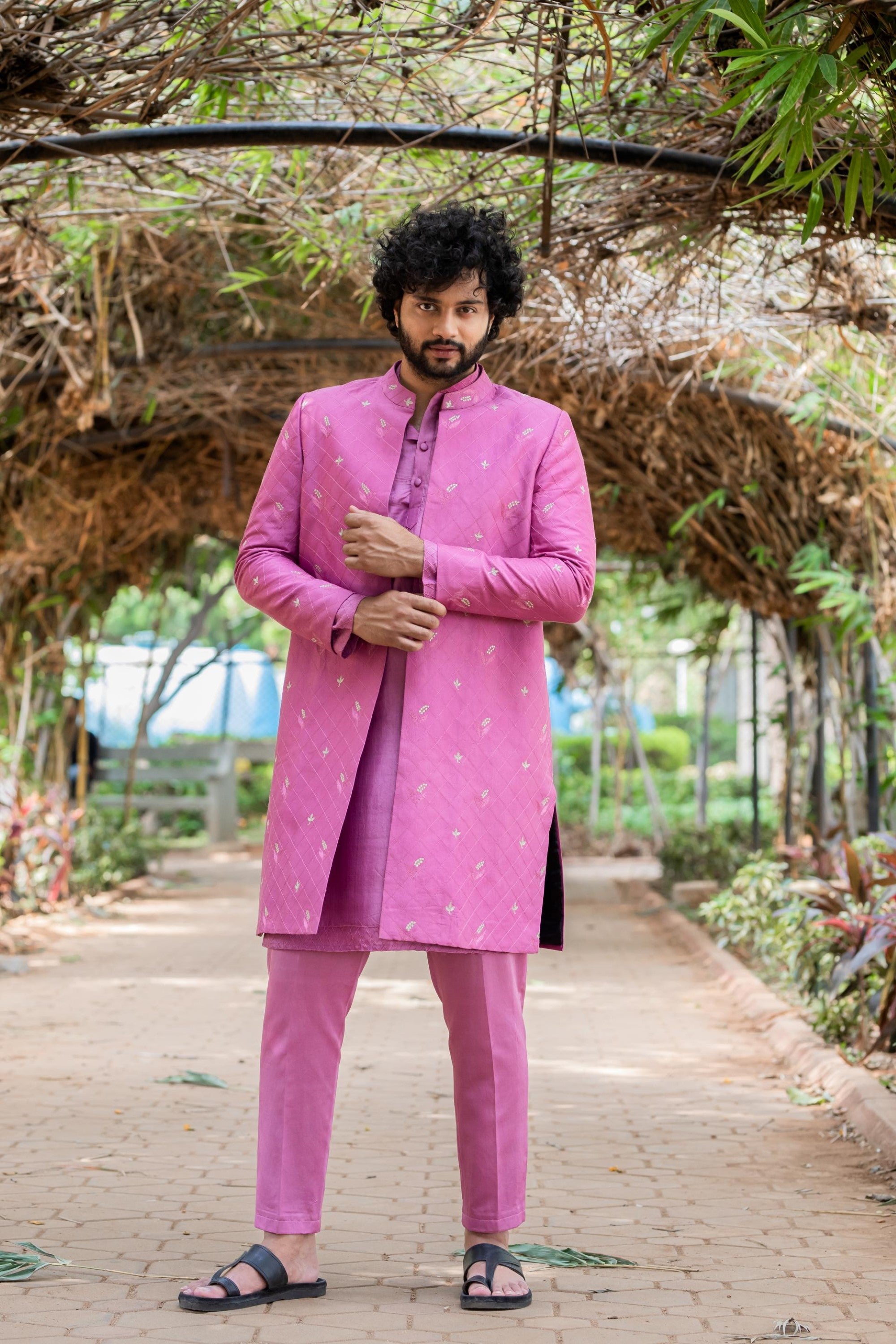 Men's Purple Color Indo-Western Suit Set
