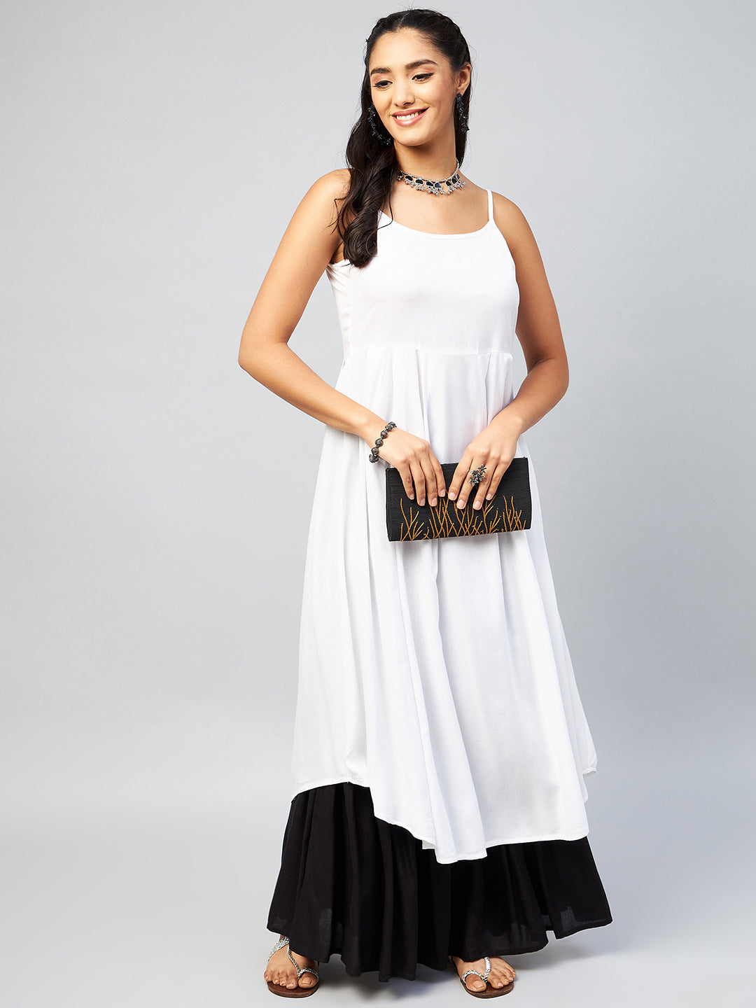 Women's Solid White Strappy Kurta