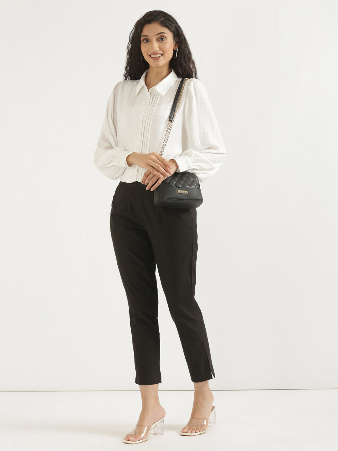 Women's 100% Cotton Everyday Wear Cotton Black Trouser