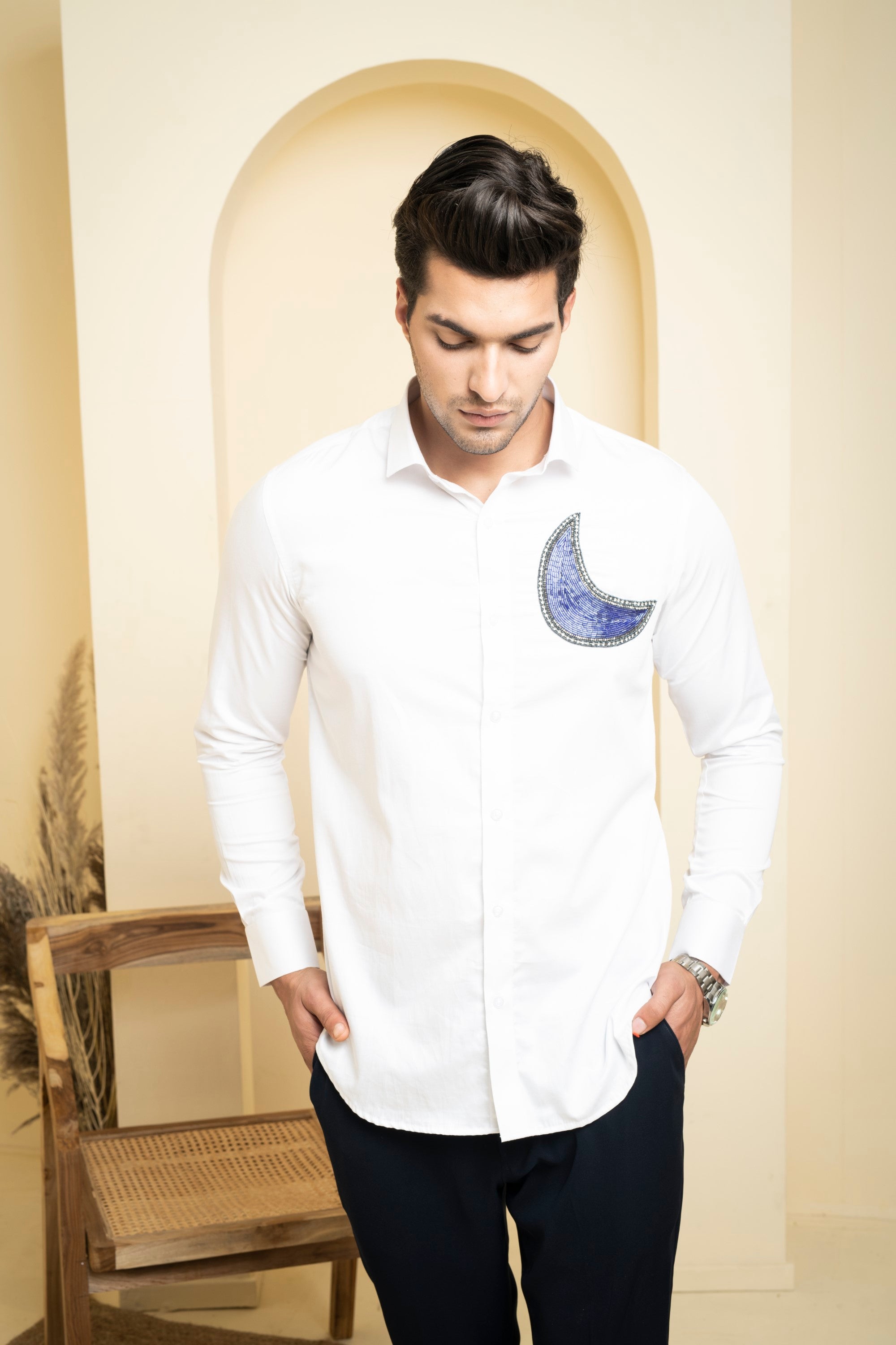 Men's White Color Antila Full Sleeves Shirt