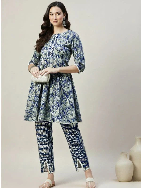Women's Indigo Ethnic Co-ord Set