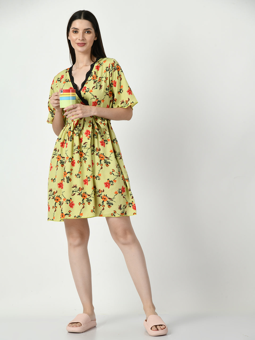Women's Silk Green Nightdress