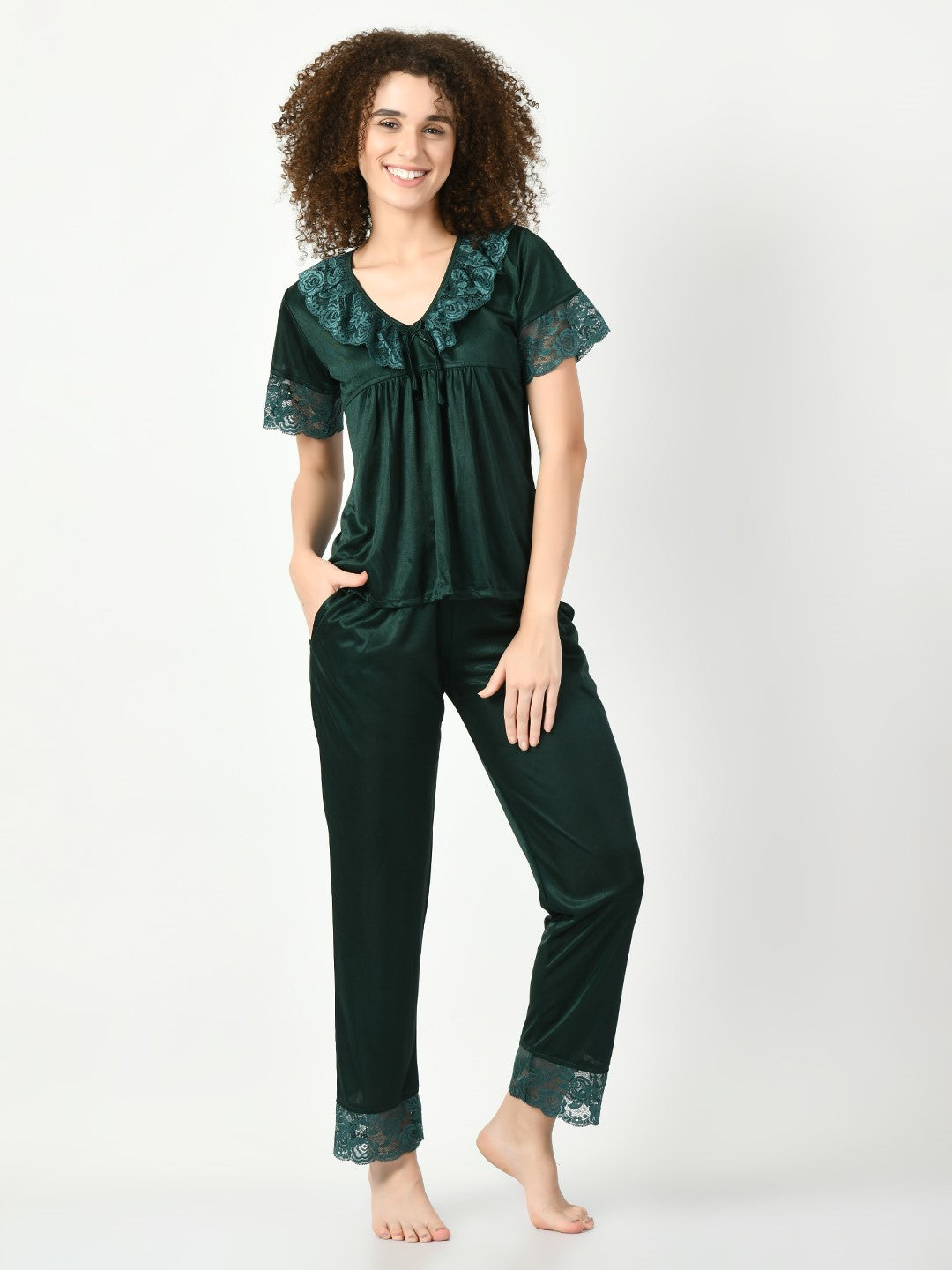 Women's Satin Green Nightdress