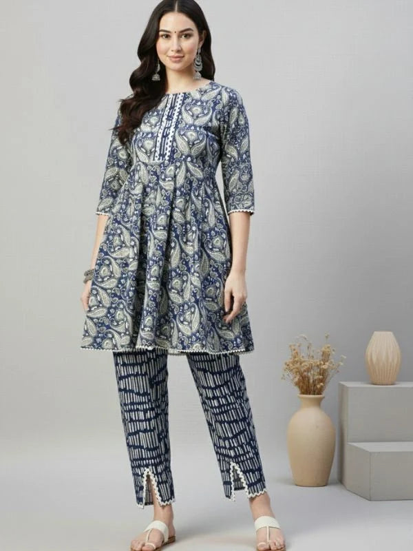 Women's Indigo Ethnic Co-ord Set