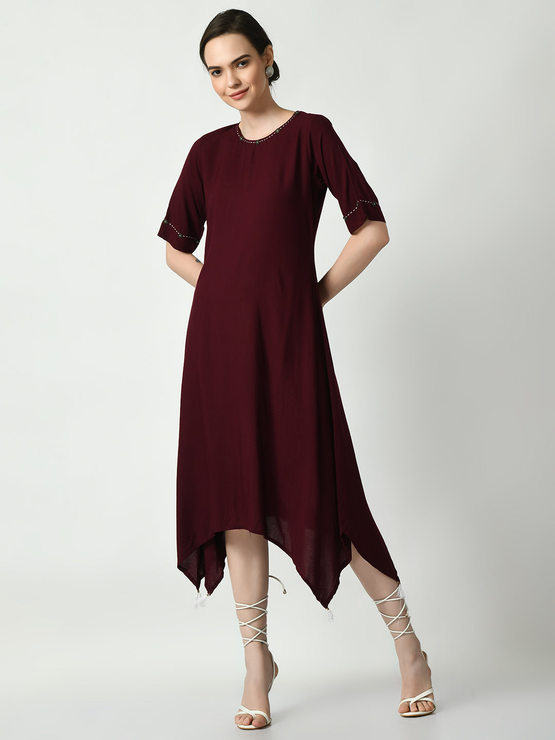 Women's Coffee Brown A-Line Solid Kurta
