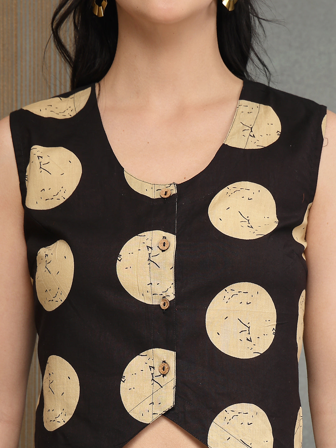 Women's Black Polka Dots Cotton Co-Ords Set