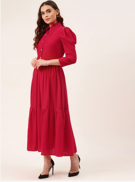 Women's Pink Velvet Shirt Dress