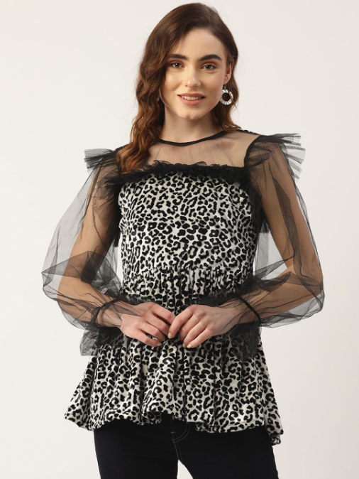Women's Animal Printed Velvet Top